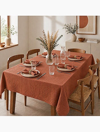 Mantel rectangular + 6 servilletas de mesa – doble gasa de algodón gaïa