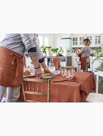 Mantel rectangular + 6 servilletas de mesa – doble gasa de algodón gaïa