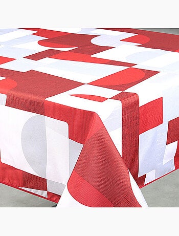 Mantel rectangular antimanchas con diseño geométrico