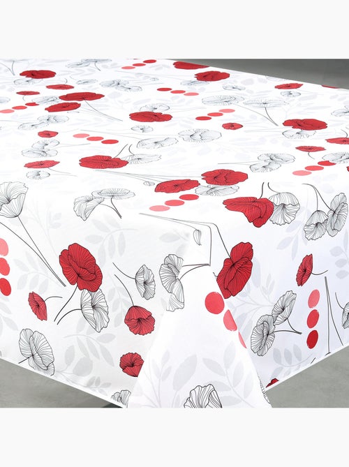 Mantel rectangular antimanchas con estampado de amapolas - Kiabi Mantel rectangular antimanchas con estampado de amapolas - Kiabi
