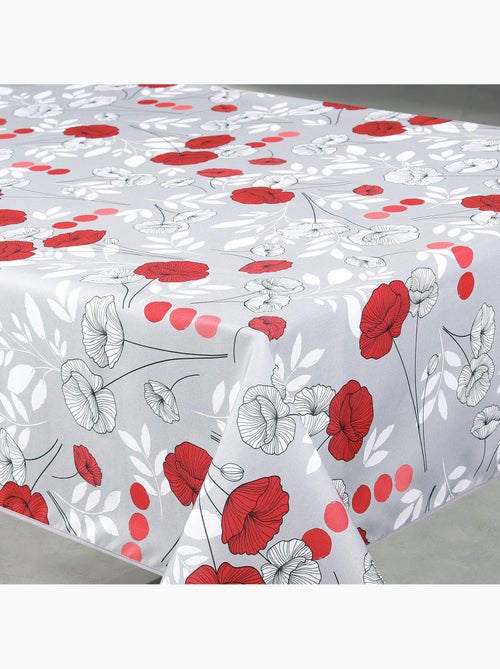 Mantel rectangular antimanchas con estampado de amapolas - Kiabi Mantel rectangular antimanchas con estampado de amapolas - Kiabi