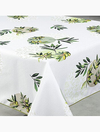 Mantel rectangular antimanchas con estampado de ramas de olivo