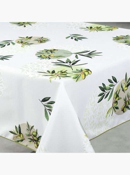 Mantel rectangular antimanchas con estampado de ramas de olivo - Kiabi