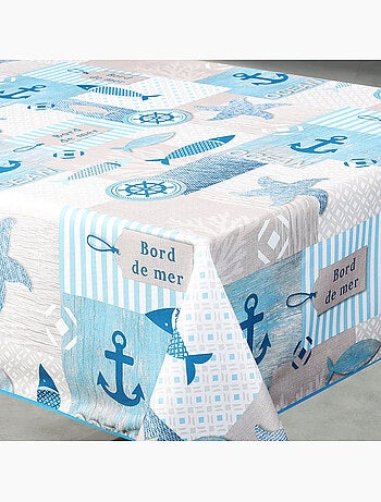 Mantel rectangular antimanchas con estampado marinero