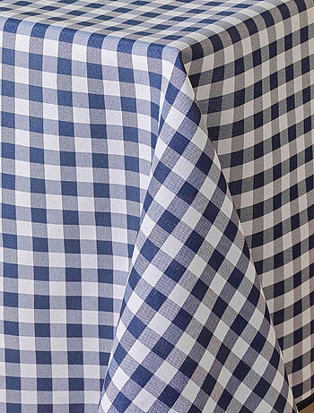 Mantel Rectangular Antipliegues Vichy Azul Resistente a las Manchas