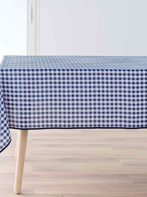 Mantel Rectangular Antipliegues Vichy Azul Resistente a las Manchas - Kiabi