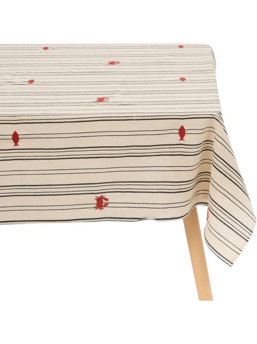 Mantel rectangular de algodón con bordados marineros - Kiabi