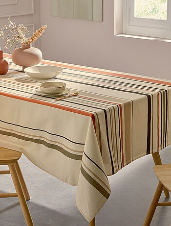 Mantel rectangular de algodón recubierto con rayas vascas
