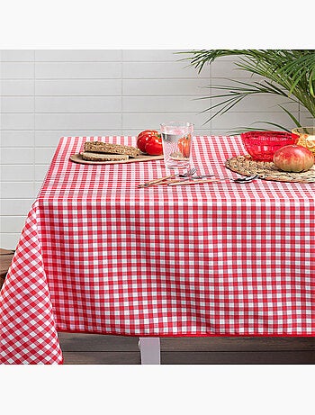 Mantel rectangular de cuadros rojos y blancos