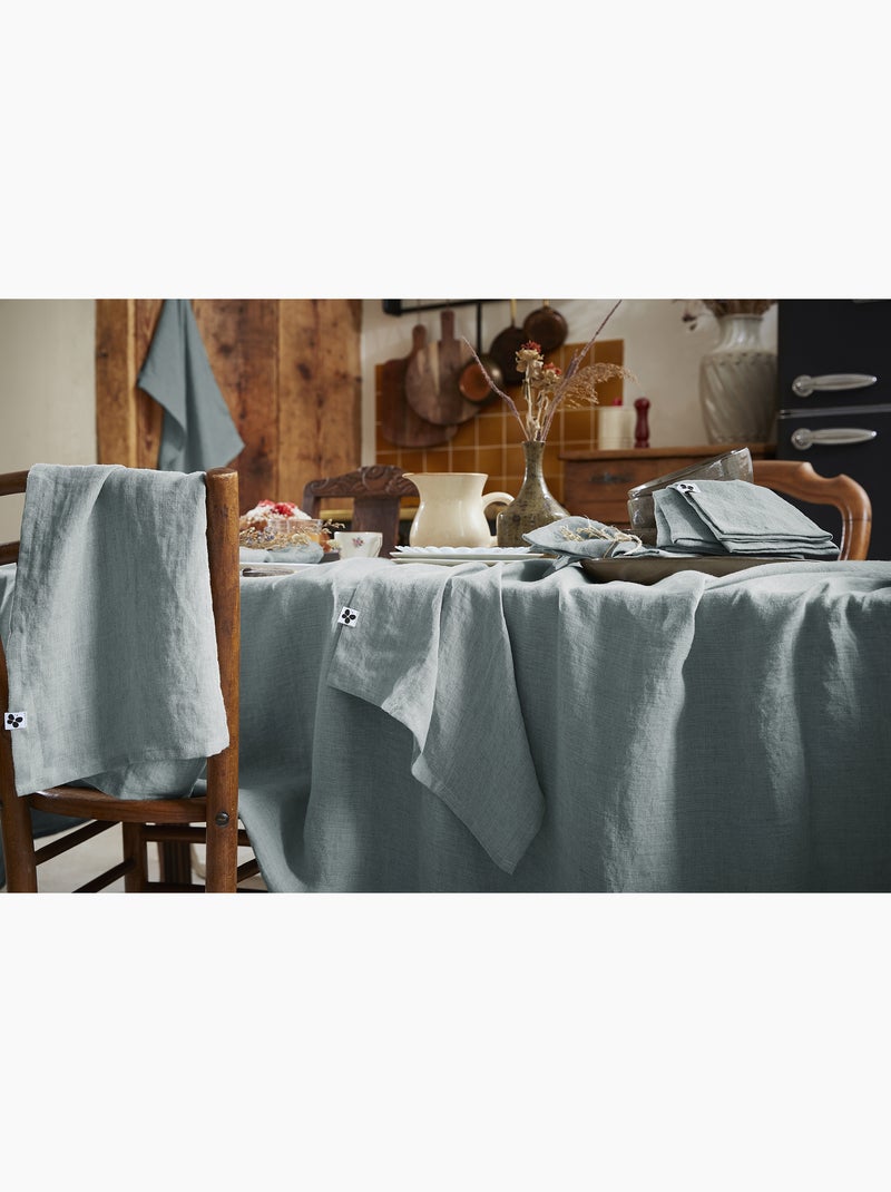 Mantel rectangular – lino lavado francés lujo - soline Azul - Kiabi