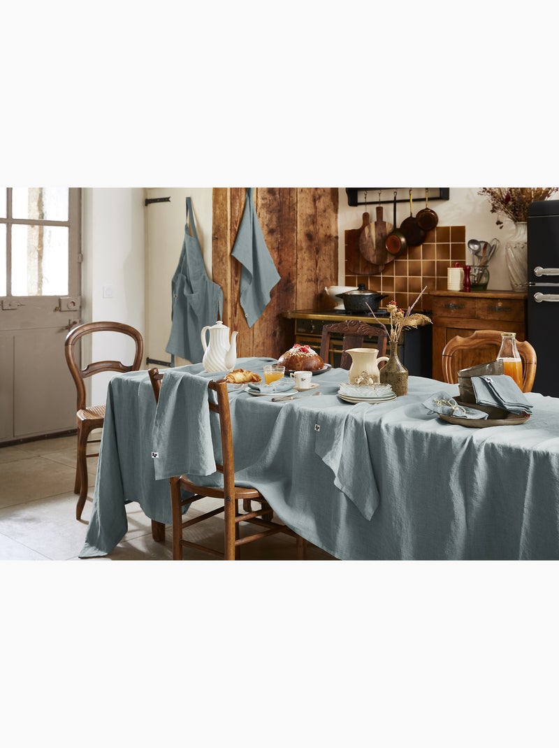 Mantel rectangular – lino lavado francés lujo - soline Azul - Kiabi