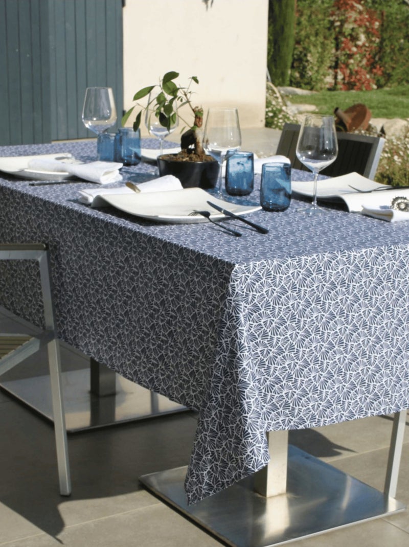 Mantel rectangular plastificado 100% algodón Azul marino - Kiabi