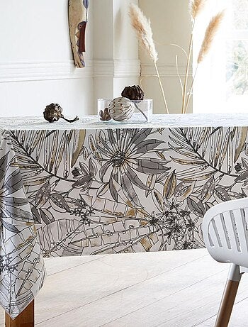 Mantel rectangular plastificado con estampado floral