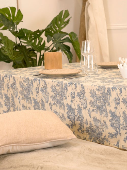 Mantel rectangular plastificado con estampado Toile de Jouy - Kiabi