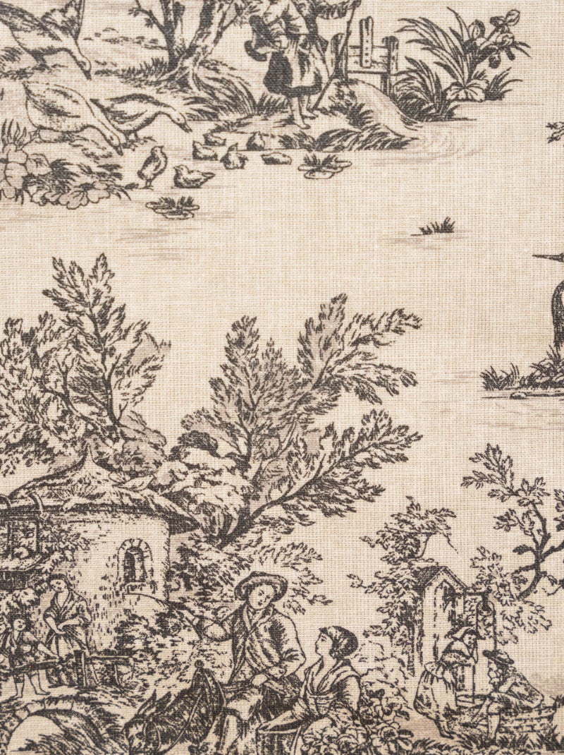 Mantel rectangular plastificado con estampado Toile de Jouy Gris oscuro - Kiabi