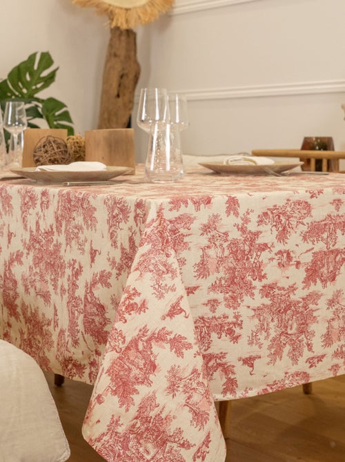 Mantel rectangular plastificado con estampado Toile de Jouy - Kiabi