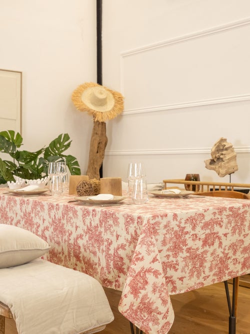 Mantel rectangular plastificado con estampado Toile de Jouy - Kiabi
