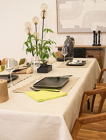 Mantel rectangular plastificado de lino y algodón