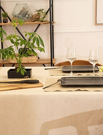 Mantel rectangular plastificado de lino y algodón