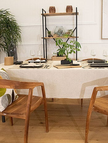 Mantel rectangular plastificado de lino y algodón