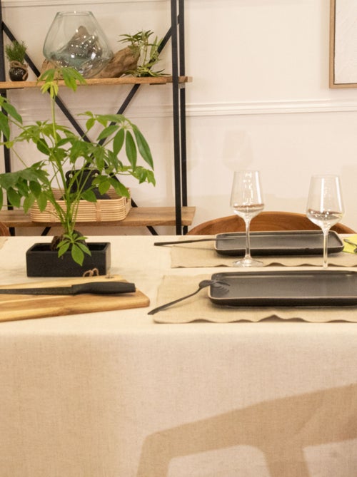 Mantel rectangular plastificado de lino y algodón - Kiabi