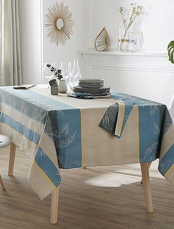 Mantel rectangular tropical de jacquard recubierto