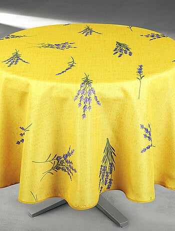Mantel redondo antimanchas con estampado de lavanda