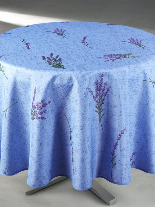 Mantel redondo antimanchas con estampado de lavanda - Kiabi