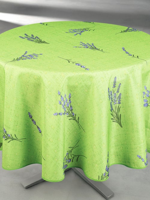 Mantel redondo antimanchas con estampado de lavanda - Kiabi