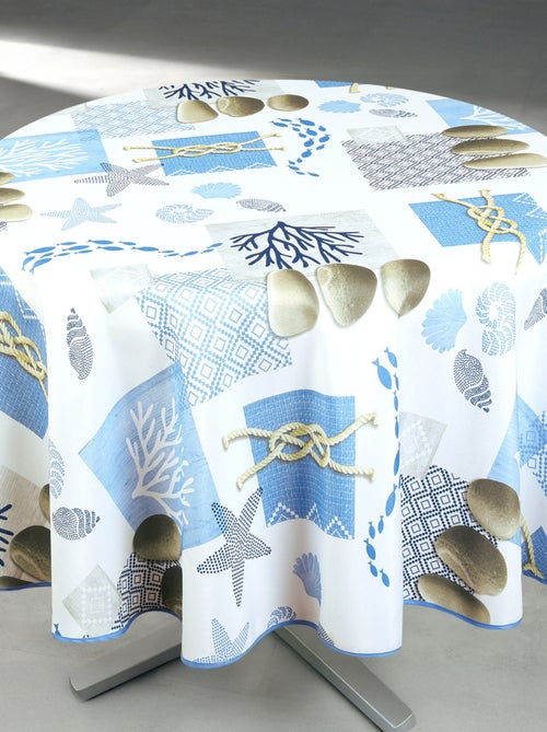 Mantel redondo antimanchas con estampado estilo marinero - Kiabi