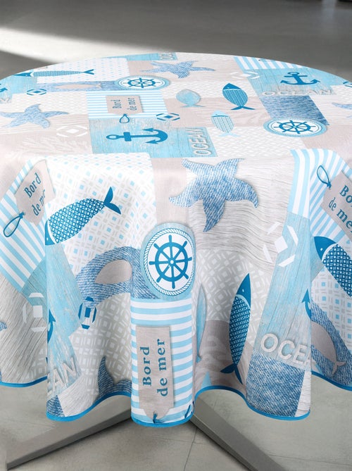 Mantel redondo antimanchas con estampado marinero - Kiabi