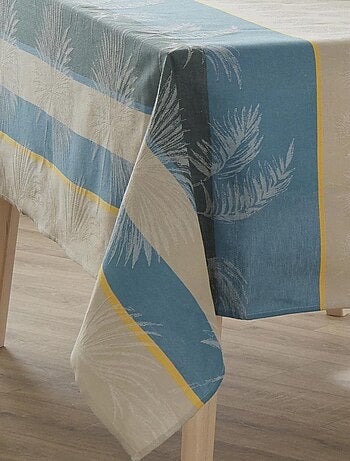 Mantel redondo tropical de jacquard recubierto