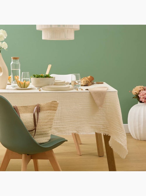 Mantel vela 150x250cm blanco cálido en gasa de algodón - Kiabi