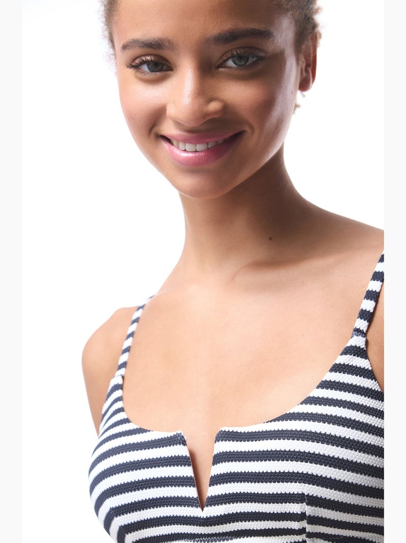 Marbel top de bikini a rayas con escote en v y aro penti Negro Blanco - Kiabi