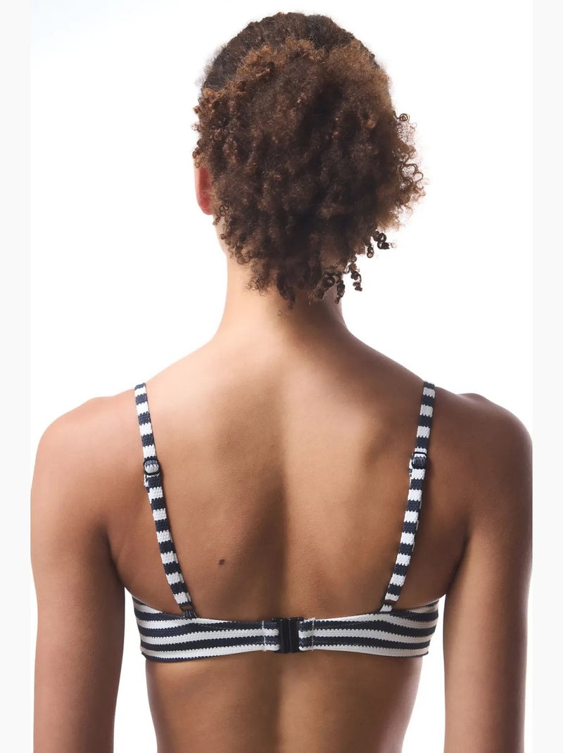 Marbel top de bikini a rayas con escote en v y aro penti Negro Blanco - Kiabi