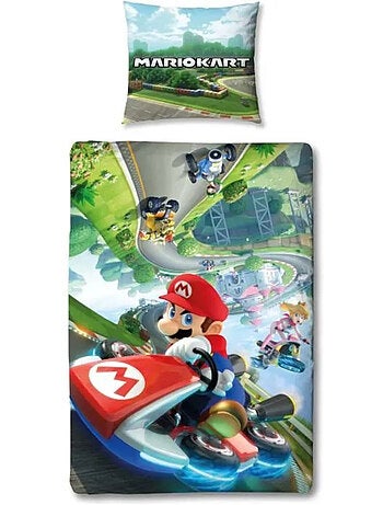 Mario Kart, juego de sabanas infantil estampado reversible Karting, funda nórdica 140x200 cm