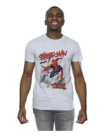 Marvel - Camiseta de Spiderman Ciudad para Hombre