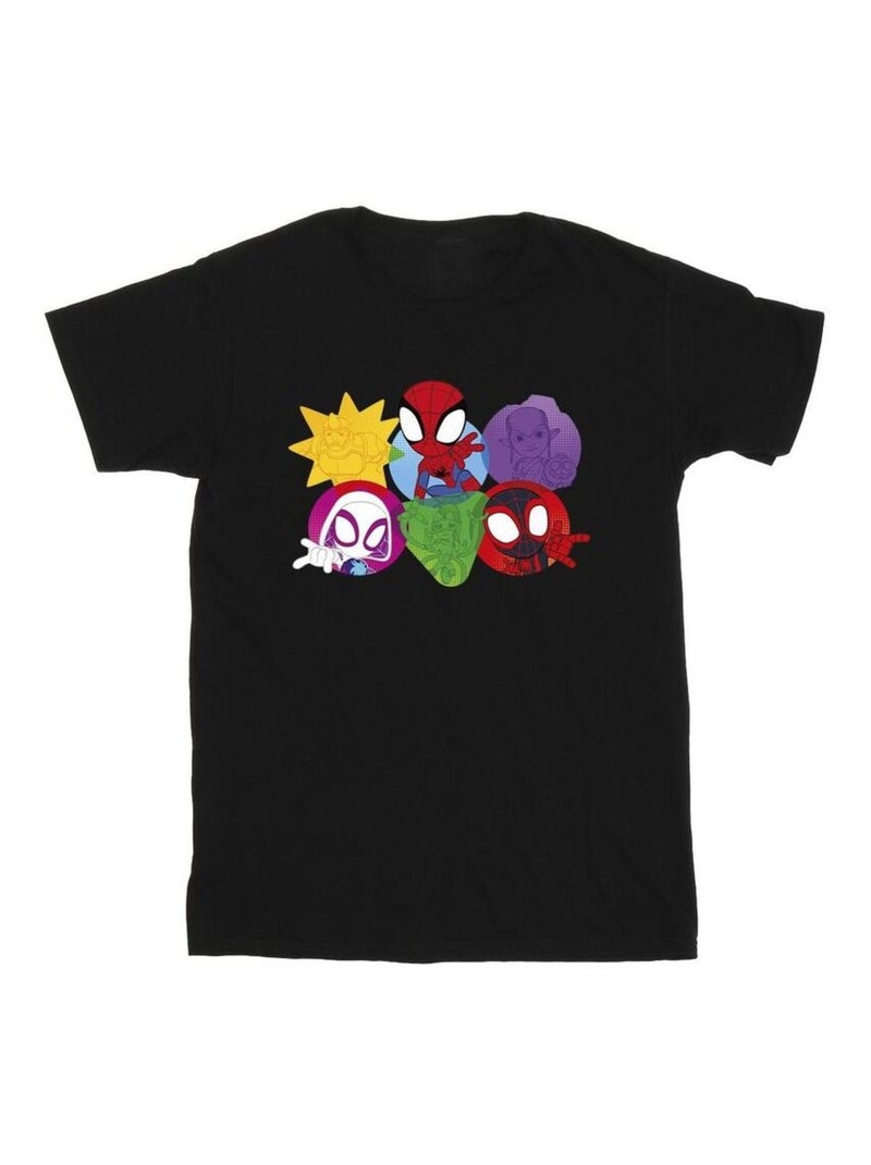 Marvel - Camiseta Spidey And His Amazing Friends Caras para Hombre Negro - Kiabi