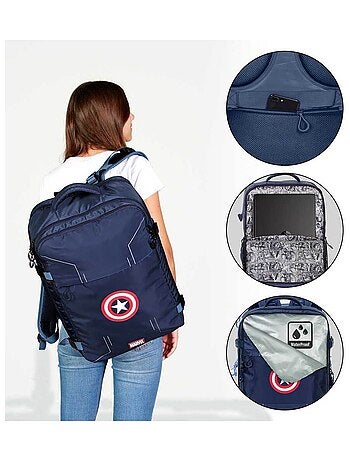 Marvel Capitán América Gears Mochila de Viaje Mercury Grande 47x23x33cm, Azul