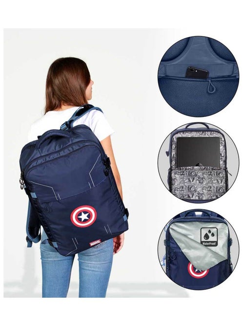 Marvel Capitán América Gears Mochila de Viaje Mercury Grande 47x23x33cm, Azul - Kiabi Marvel Capitán América Gears Mochila de Viaje Mercury Grande 47x23x33cm, Azul - Kiabi
