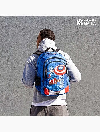 Marvel Capitán América Gears Mochila Running PLUS, Azul