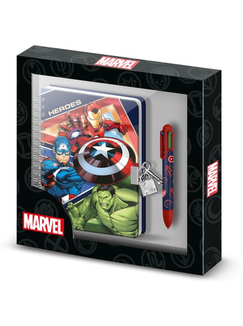 Marvel Los Vengadores Battle Pack de Diario A5 + Bolígrafo de 6 Colores, Azul - Kiabi Marvel Los Vengadores Battle Pack de Diario A5 + Bolígrafo de 6 Colores, Azul - Kiabi