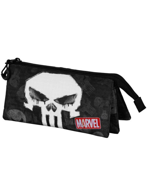 Marvel Punisher Skull Estuche Portatodo Triple, Negro - Kiabi Marvel Punisher Skull Estuche Portatodo Triple, Negro - Kiabi