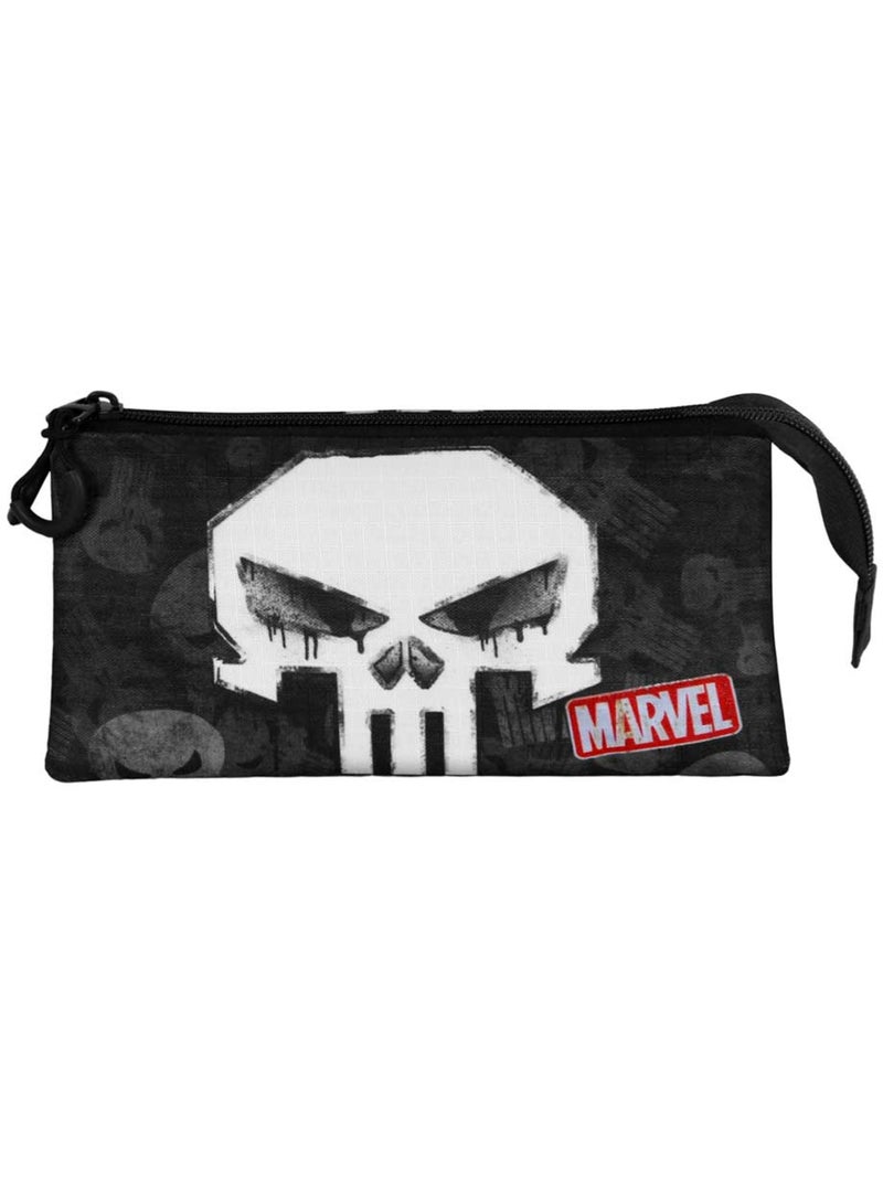 Marvel Punisher Skull Estuche Portatodo Triple, Negro Negro - Kiabi