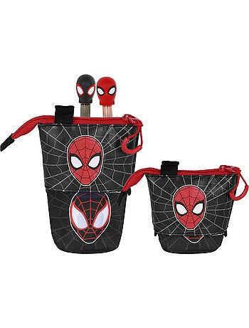 Marvel spiderman peter estuche portatodo cute + 2 bolígrafos de gel borrables, rojo