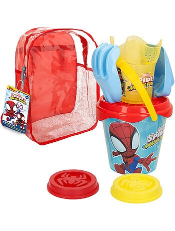 Marvel spidey y su superequipo set cubo playa ø14 cm c/accesorios y mochila transporte
