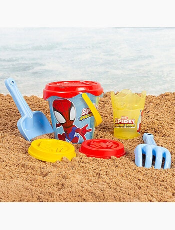 Marvel spidey y su superequipo set cubo playa ø14 cm c/accesorios y mochila transporte