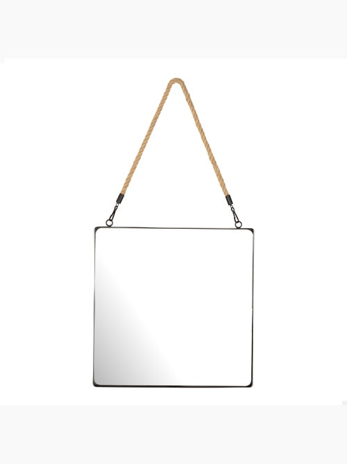 Max home espejo pared cuadrado 30x30 cm con marco metal y cuerda - Kiabi