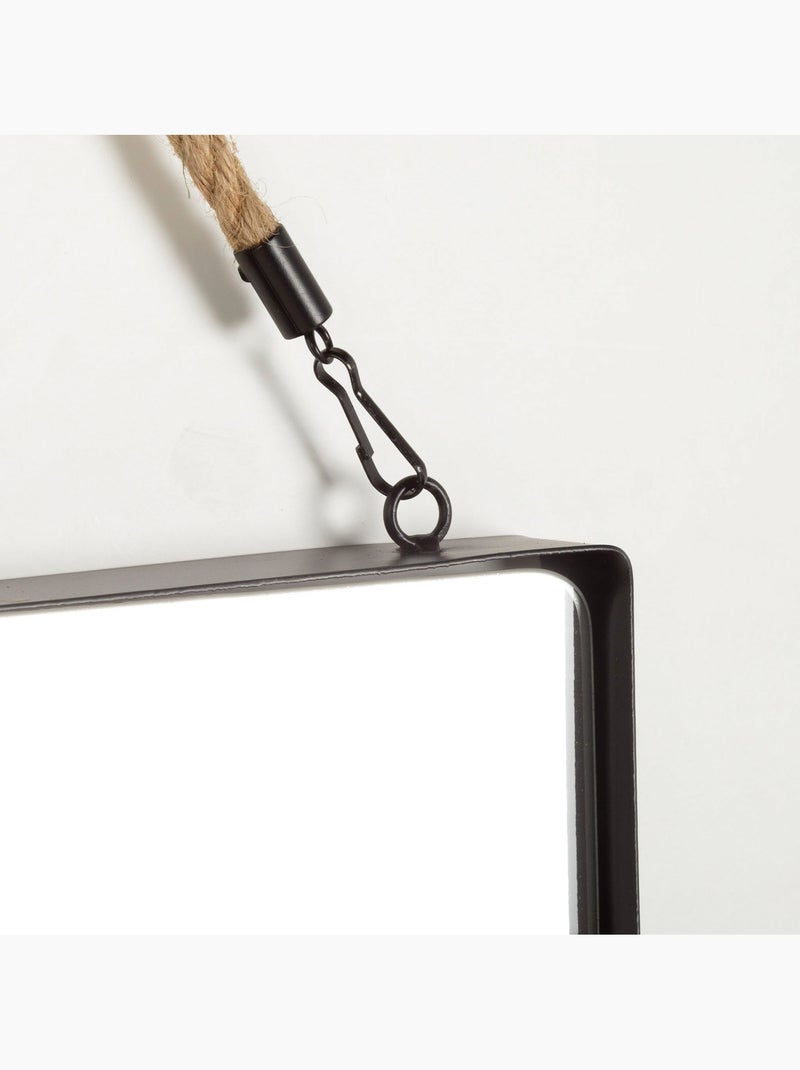 Max home espejo pared cuadrado 30x30 cm con marco metal y cuerda Negro - Kiabi