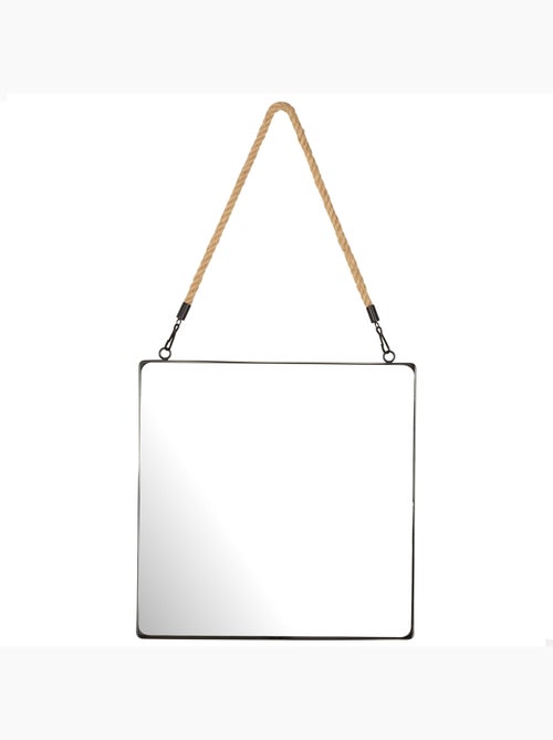 Max home espejo pared cuadrado 40x40 cm con marco metal y cuerda - Kiabi